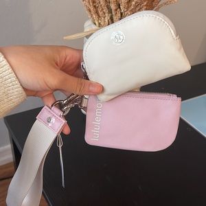 NWT Lululemon dual pouch wristlet pink peony